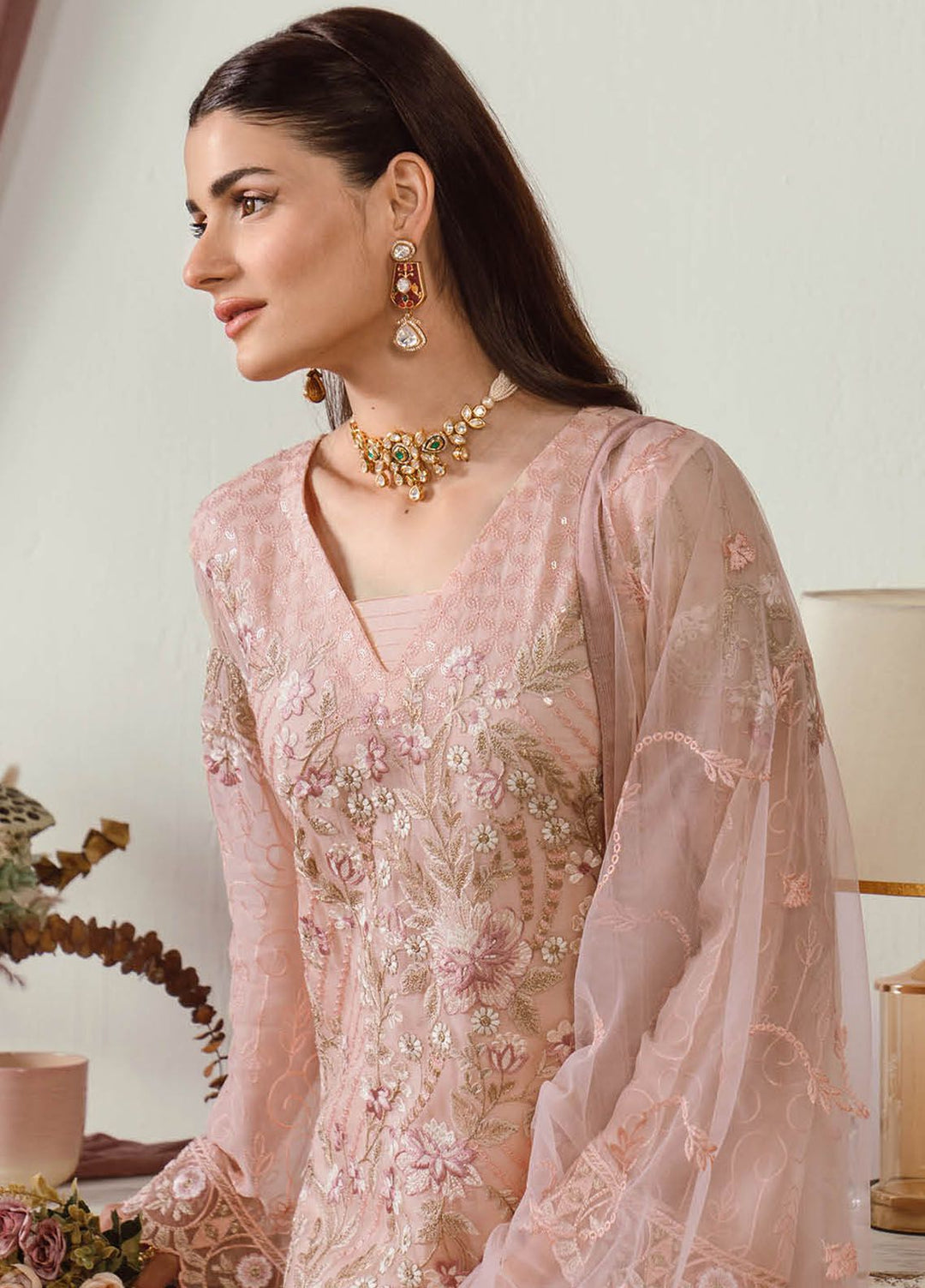Ramsha Embroidered Chiffon Suit Unstitched 3 Piece RSH24C F-2502 - Formal Collection