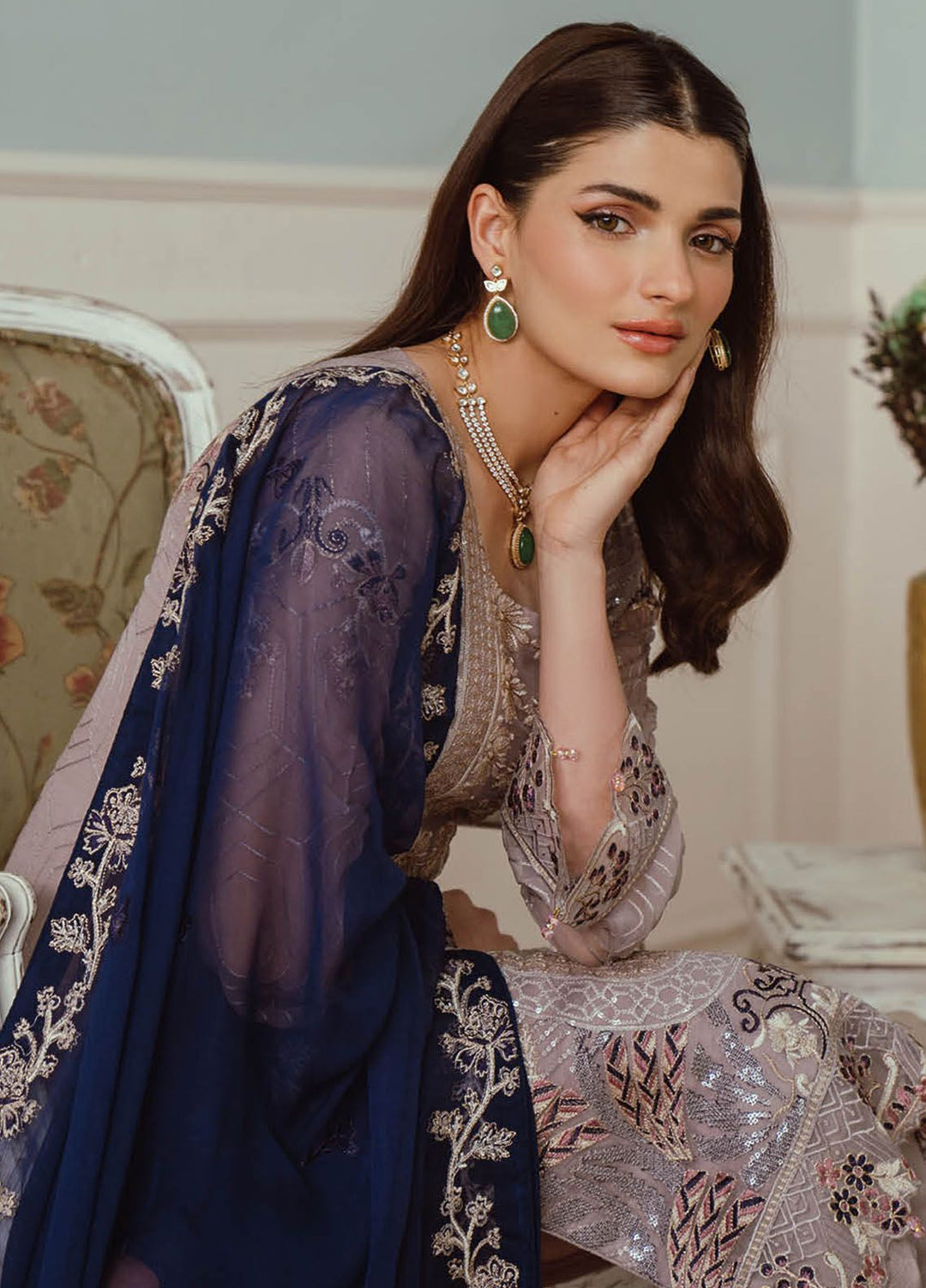 Ramsha Embroidered Chiffon Suit Unstitched 3 Piece RSH24C F-2503 - Formal Collection