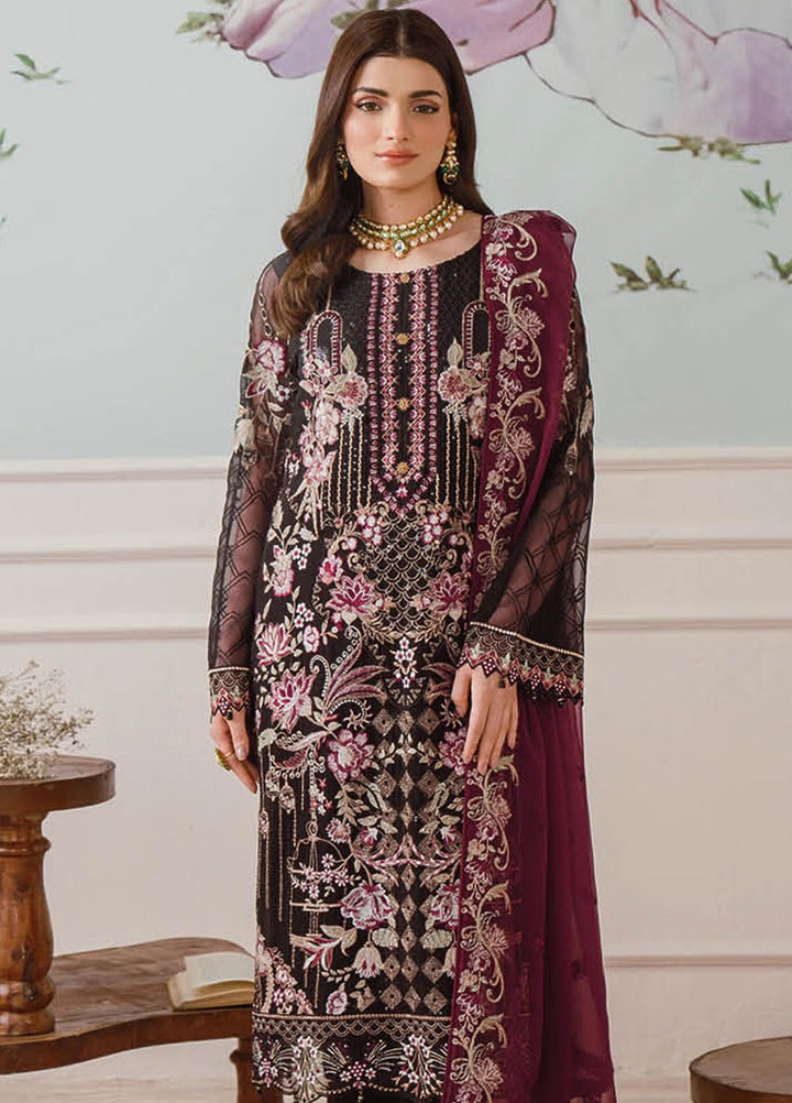 Ramsha Embroidered Chiffon Suit Unstitched 3 Piece RSH24C F-2504 - Formal Collection