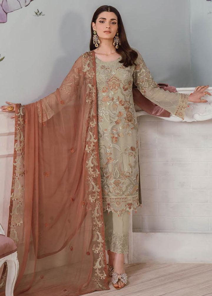Ramsha Embroidered Chiffon Suit Unstitched 3 Piece RSH24C F-2505 - Formal Collection
