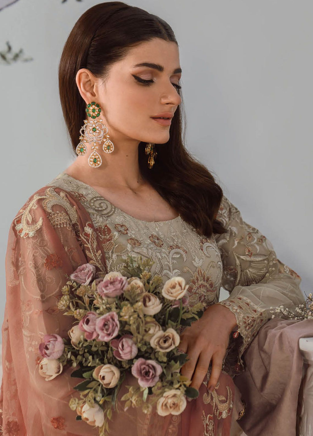 Ramsha Embroidered Chiffon Suit Unstitched 3 Piece RSH24C F-2505 - Formal Collection