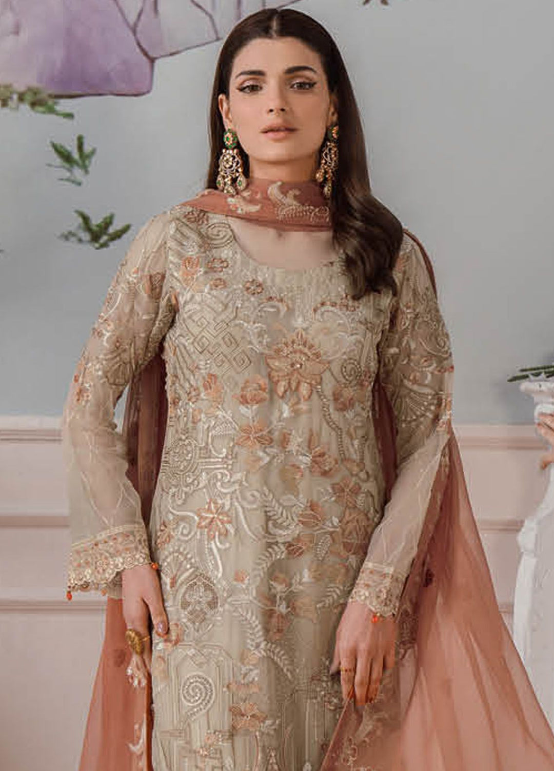 Ramsha Embroidered Chiffon Suit Unstitched 3 Piece RSH24C F-2505 - Formal Collection