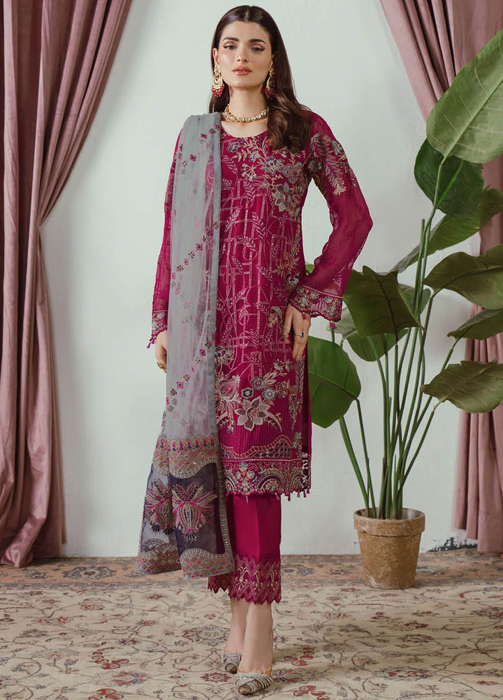 Ramsha Embroidered Chiffon Suit Unstitched 3 Piece RSH24C F-2506 - Formal Collection