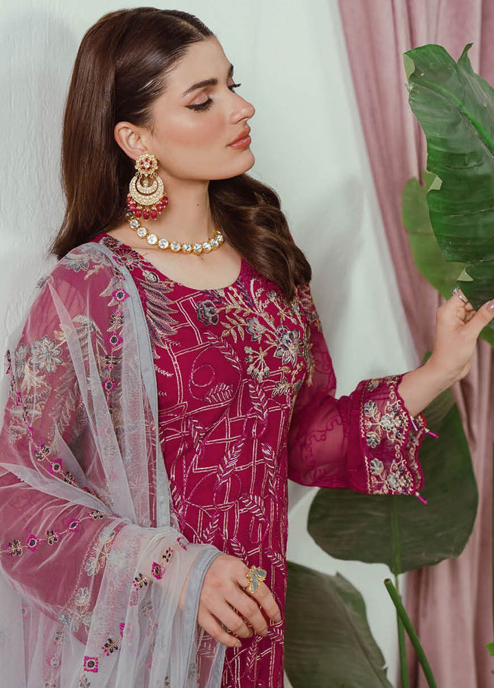Ramsha Embroidered Chiffon Suit Unstitched 3 Piece RSH24C F-2506 - Formal Collection