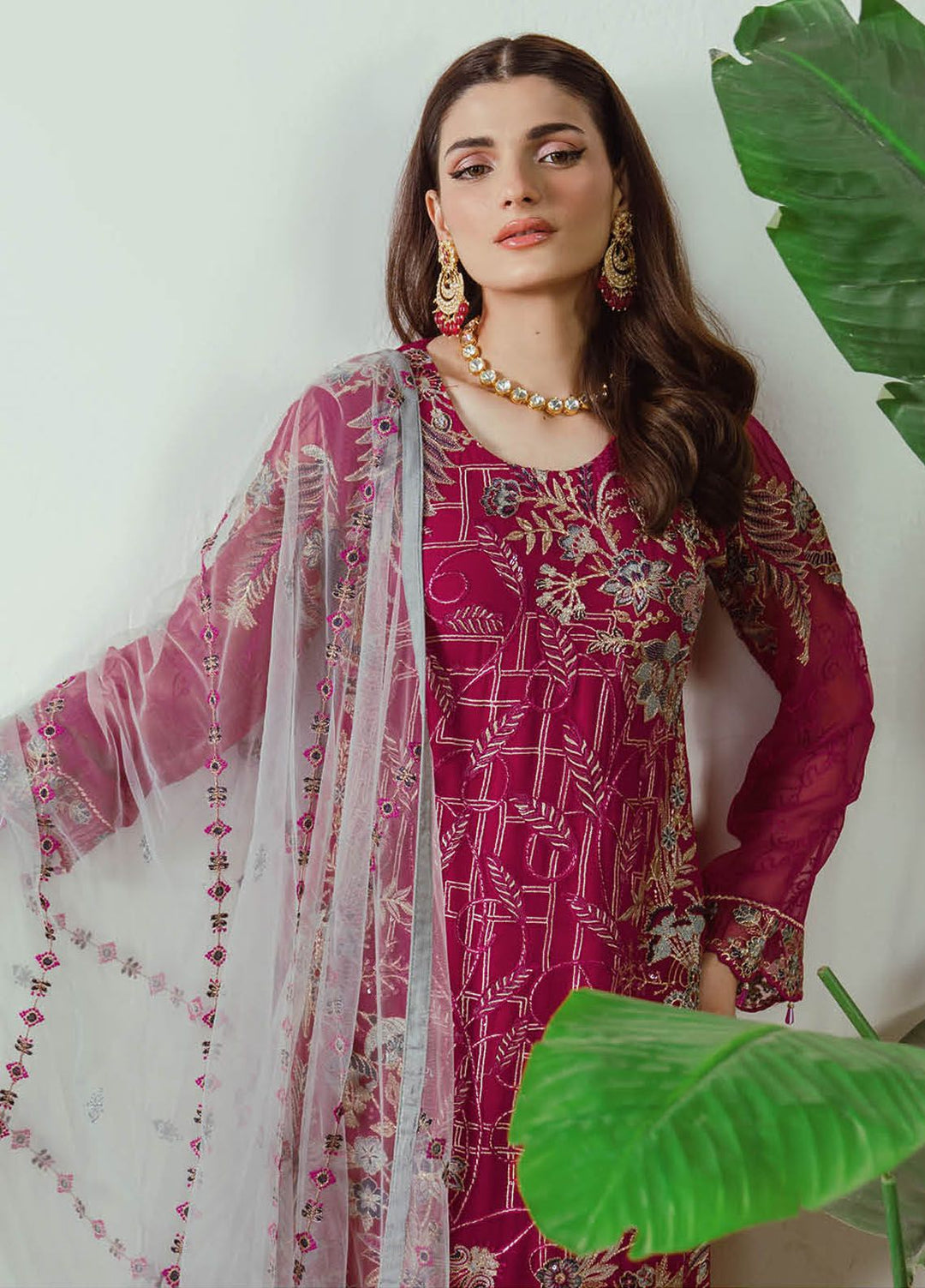 Ramsha Embroidered Chiffon Suit Unstitched 3 Piece RSH24C F-2506 - Formal Collection