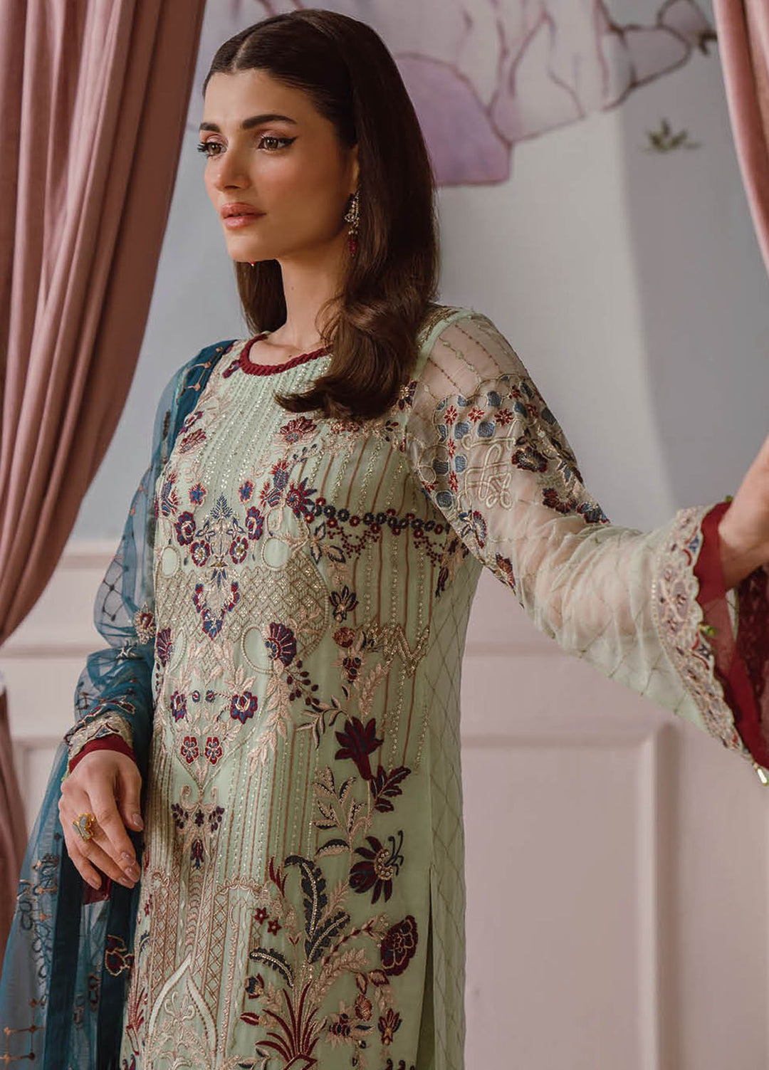 Ramsha Embroidered Chiffon Suit Unstitched 3 Piece RSH24C F-2507 - Formal Collection