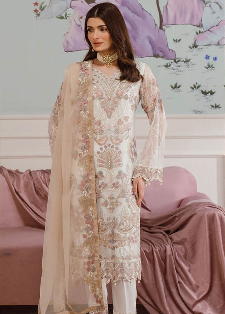 Ramsha Embroidered Chiffon Suit Unstitched 3 Piece RSH24C F-2508 - Formal Collection
