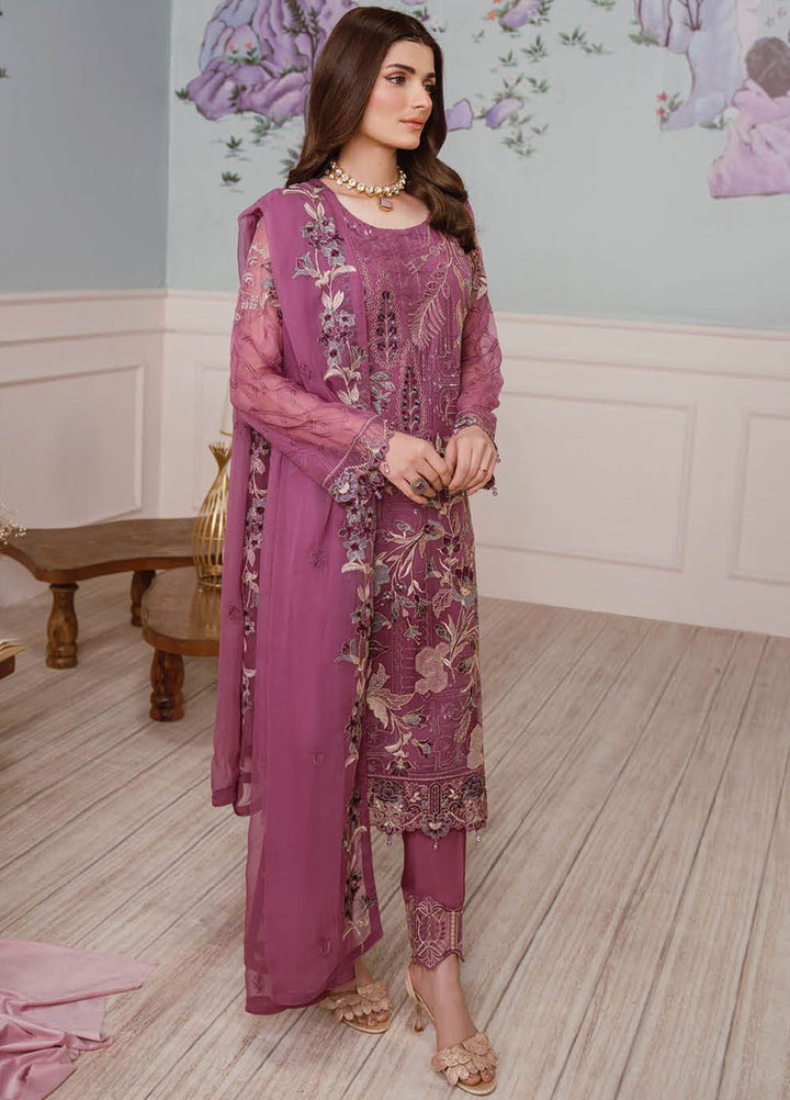 Ramsha Embroidered Chiffon Suit Unstitched 3 Piece RSH24C F-2509 - Formal Collection