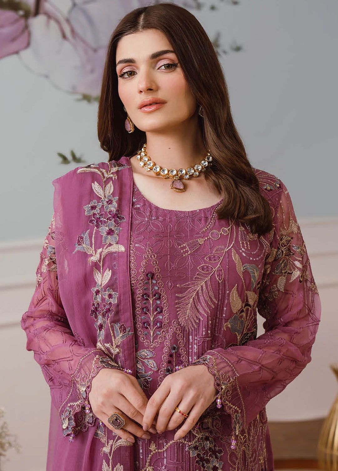 Ramsha Embroidered Chiffon Suit Unstitched 3 Piece RSH24C F-2509 - Formal Collection
