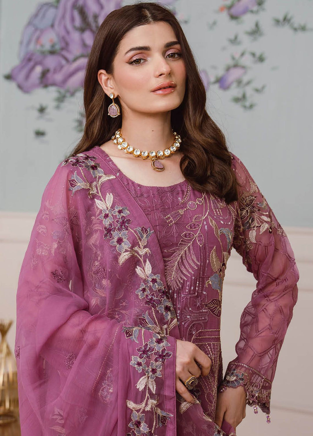 Ramsha Embroidered Chiffon Suit Unstitched 3 Piece RSH24C F-2509 - Formal Collection