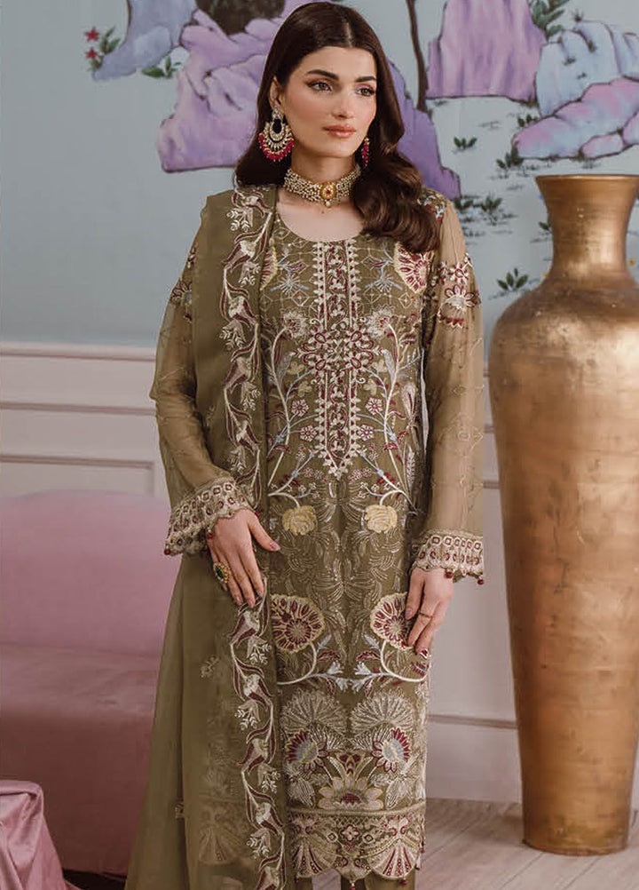Ramsha Embroidered Chiffon Suit Unstitched 3 Piece RSH24C F-2510 - Formal Collection