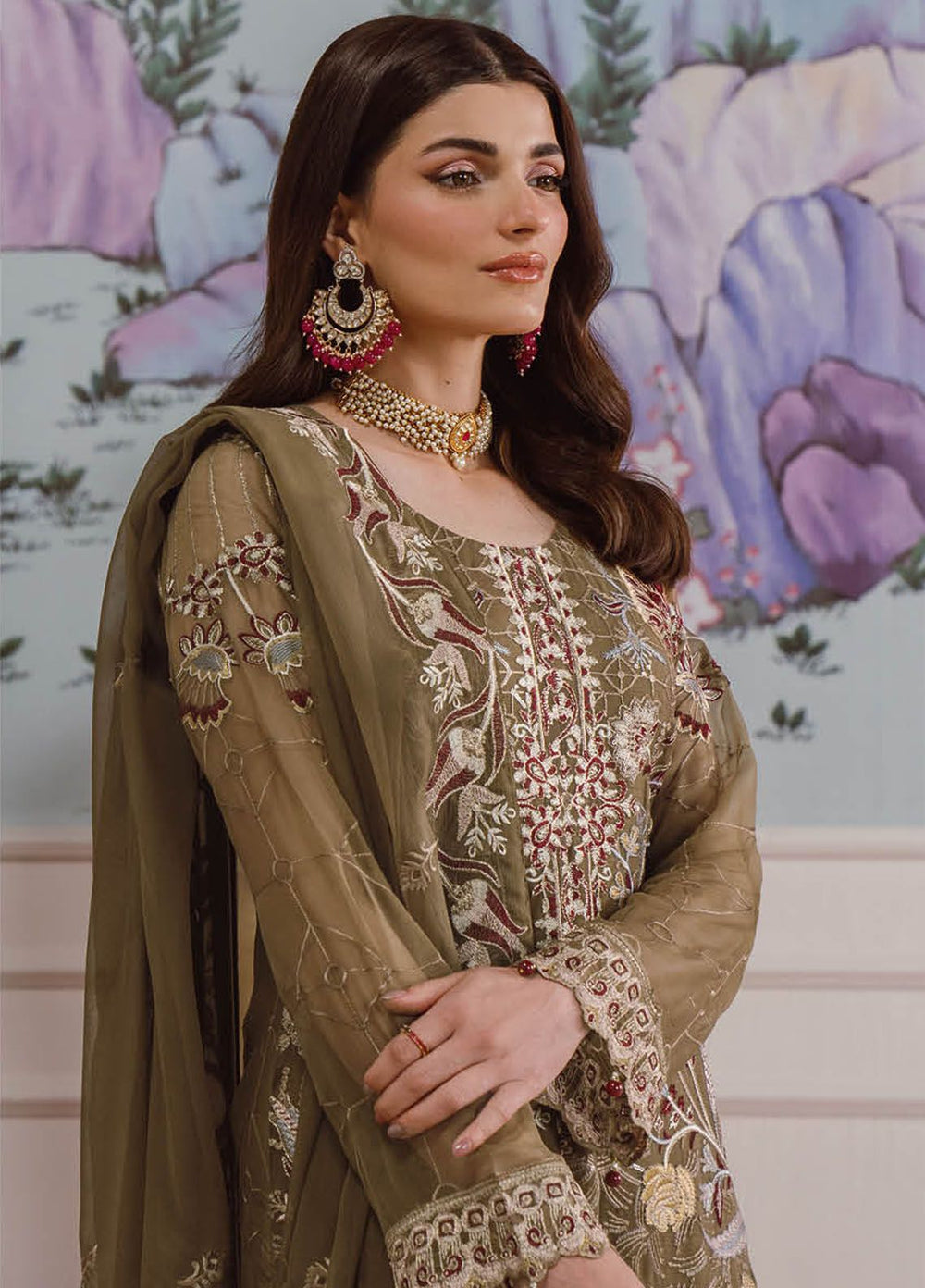 Ramsha Embroidered Chiffon Suit Unstitched 3 Piece RSH24C F-2510 - Formal Collection