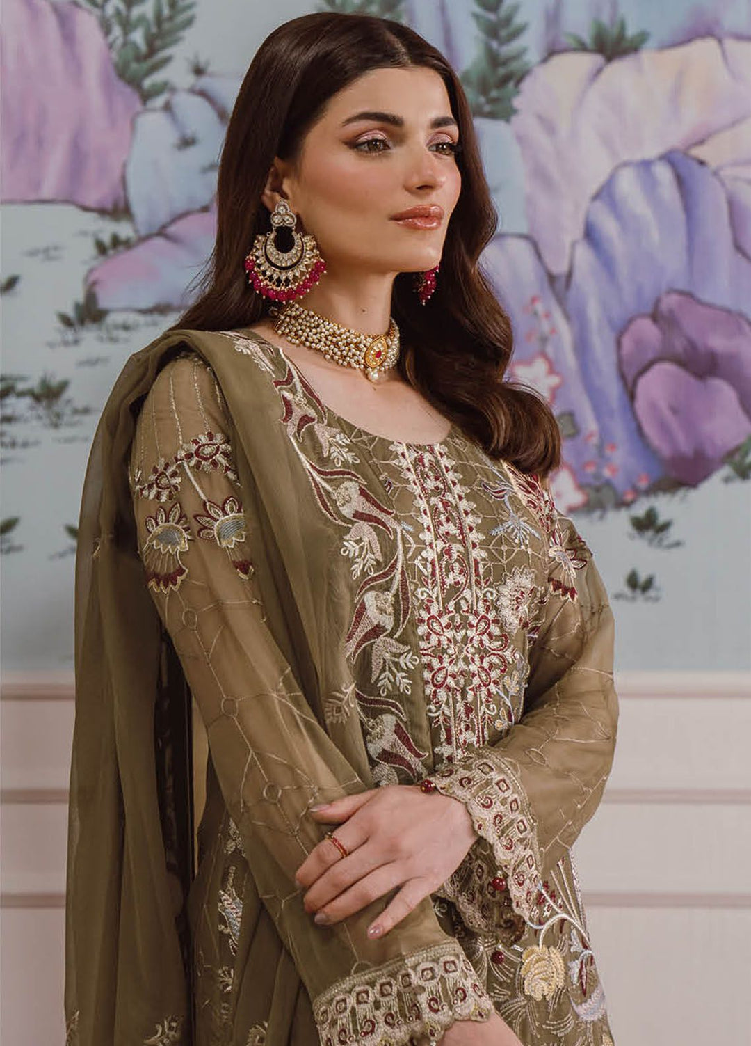 Ramsha Embroidered Chiffon Suit Unstitched 3 Piece RSH24C F-2510 - Formal Collection