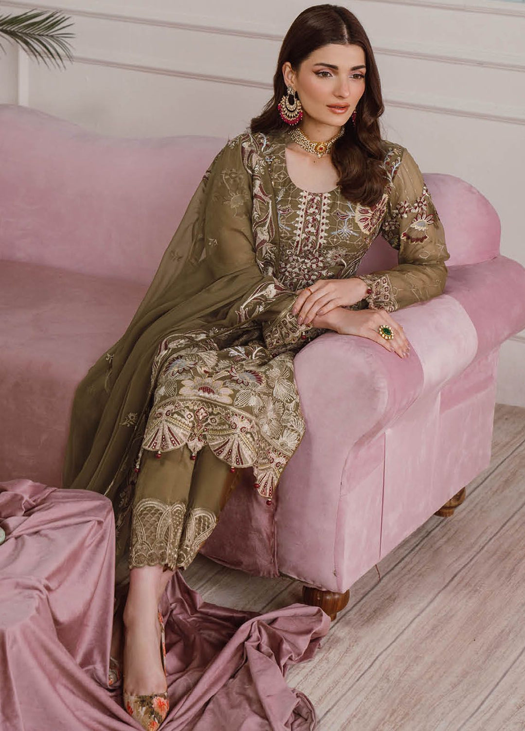 Ramsha Embroidered Chiffon Suit Unstitched 3 Piece RSH24C F-2510 - Formal Collection