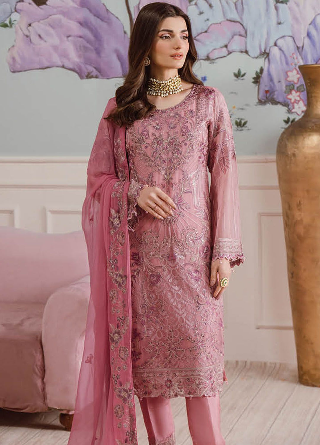 Ramsha Embroidered Chiffon Suit Unstitched 3 Piece RSH24C F-2511 - Formal Collection