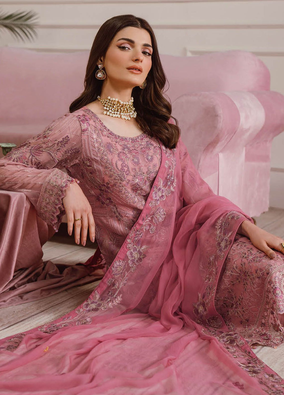 Ramsha Embroidered Chiffon Suit Unstitched 3 Piece RSH24C F-2511 - Formal Collection