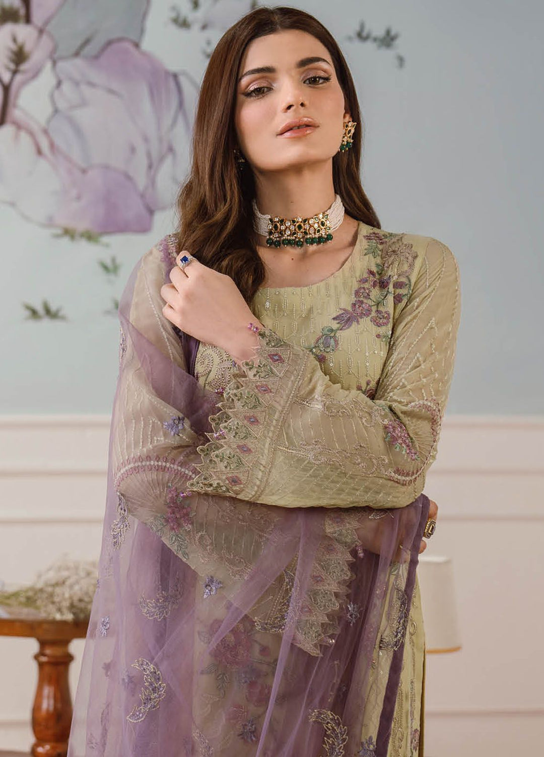 Ramsha Embroidered Chiffon Suit Unstitched 3 Piece RSH24C F-2512 - Formal Collection