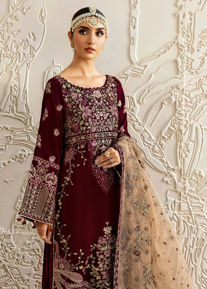 Ramsha Embroidered Velvet Suit Unstitched 3 Piece RSH24VL V-601 - Luxury Collection