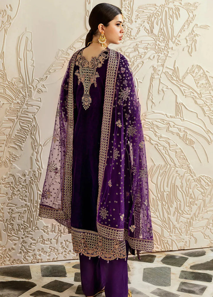 Ramsha Embroidered Velvet Suit Unstitched 3 Piece RSH24VL V-602 - Luxury Collection