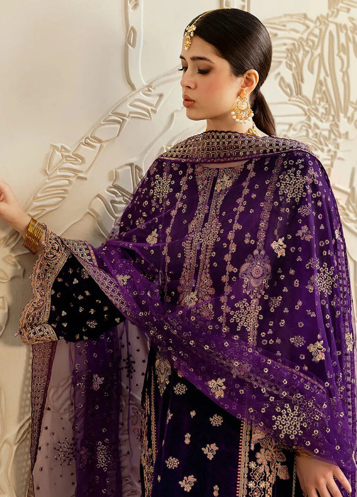 Ramsha Embroidered Velvet Suit Unstitched 3 Piece RSH24VL V-602 - Luxury Collection