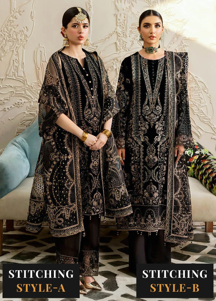 Ramsha Embroidered Velvet Suit Unstitched 3 Piece RSH24VL V-603 - Luxury Collection