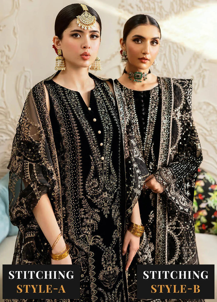 Ramsha Embroidered Velvet Suit Unstitched 3 Piece RSH24VL V-603 - Luxury Collection