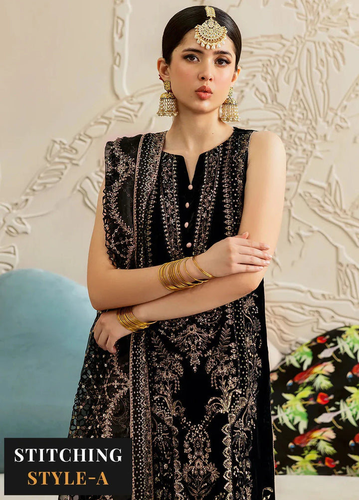 Ramsha Embroidered Velvet Suit Unstitched 3 Piece RSH24VL V-603 - Luxury Collection