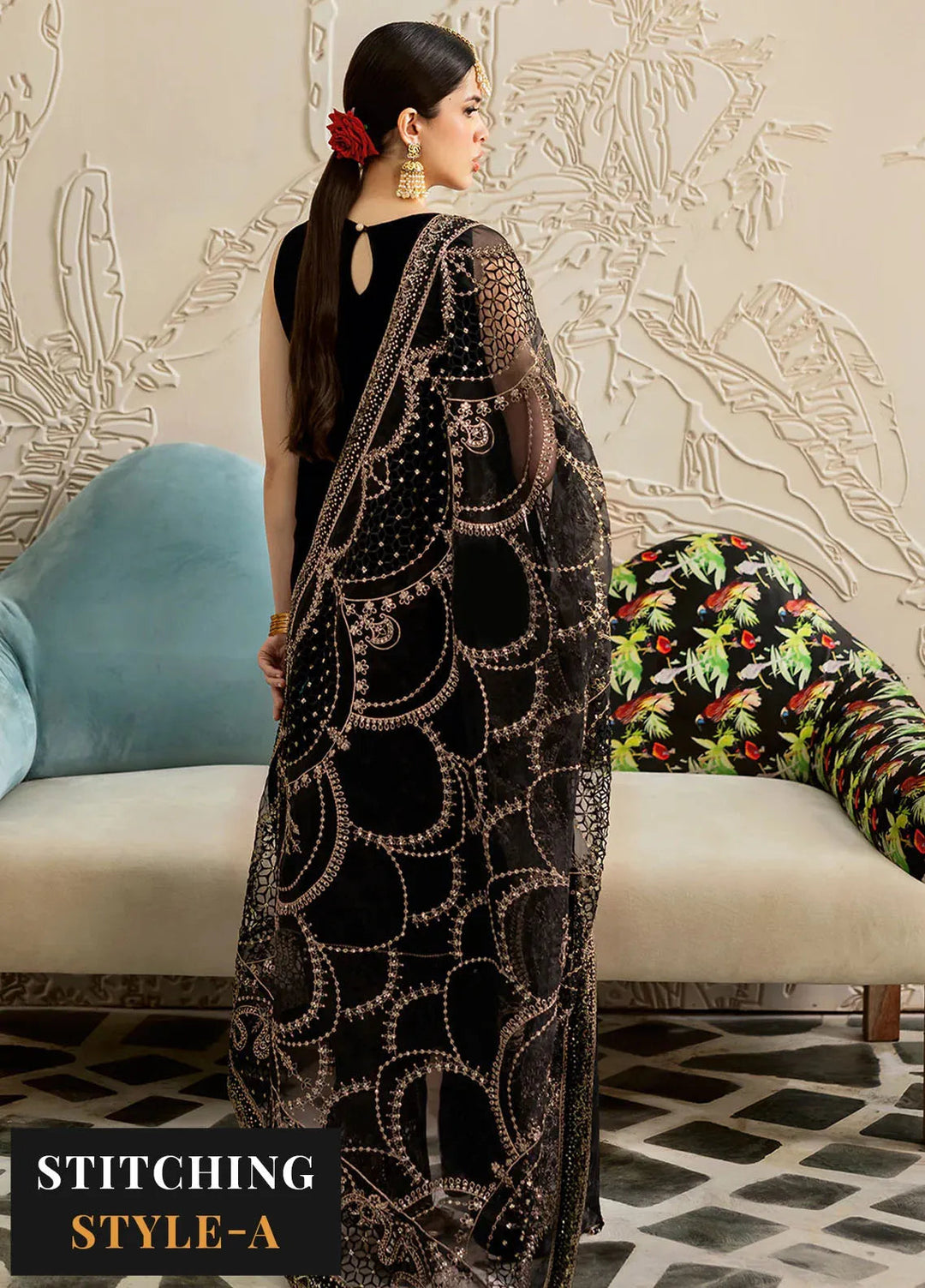 Ramsha Embroidered Velvet Suit Unstitched 3 Piece RSH24VL V-603 - Luxury Collection