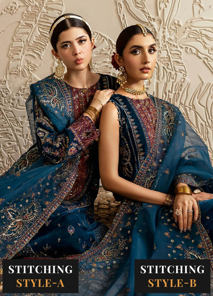 Ramsha Embroidered Velvet Suit Unstitched 3 Piece RSH24VL V-604 - Luxury Collection