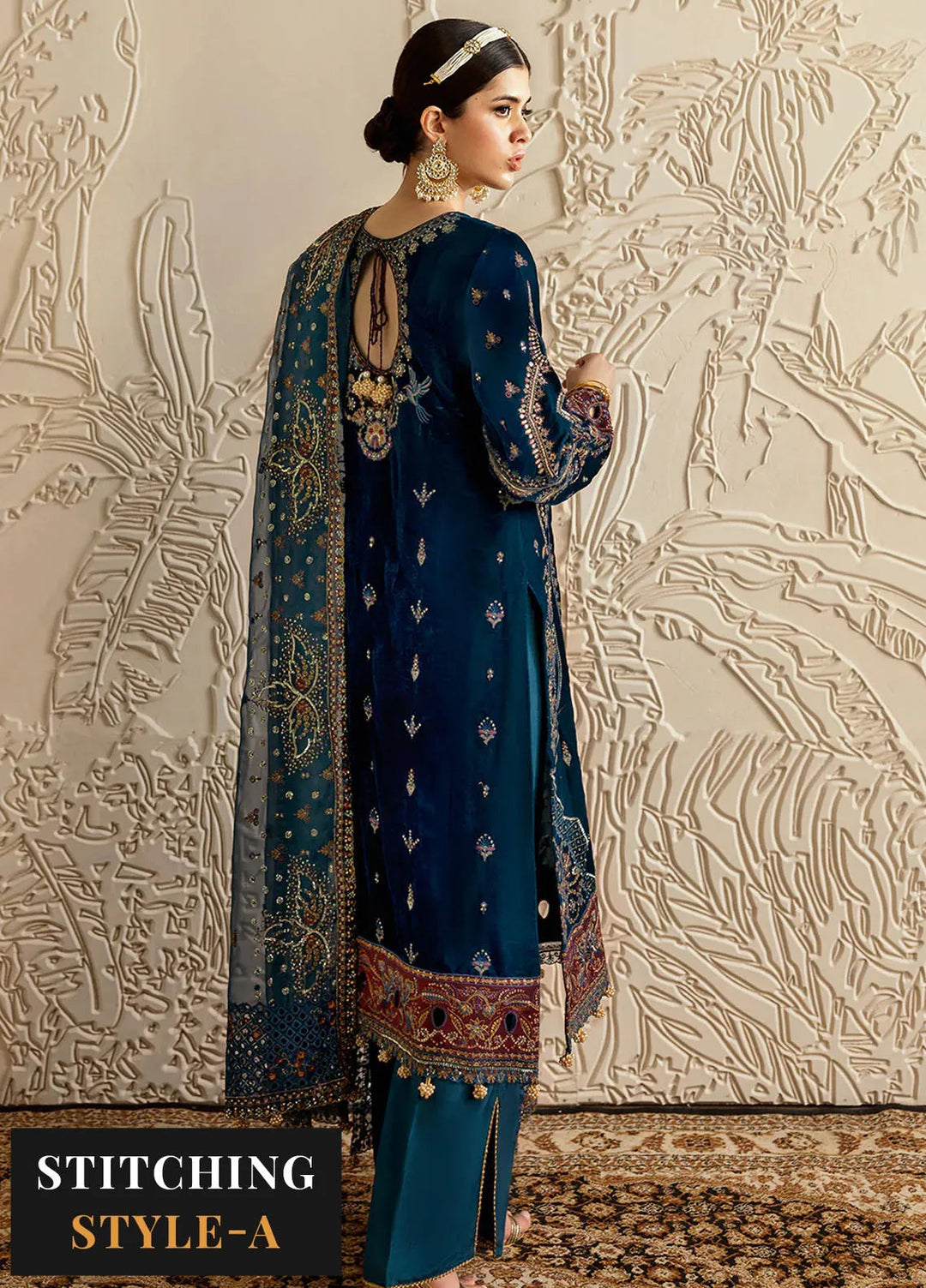 Ramsha Embroidered Velvet Suit Unstitched 3 Piece RSH24VL V-604 - Luxury Collection