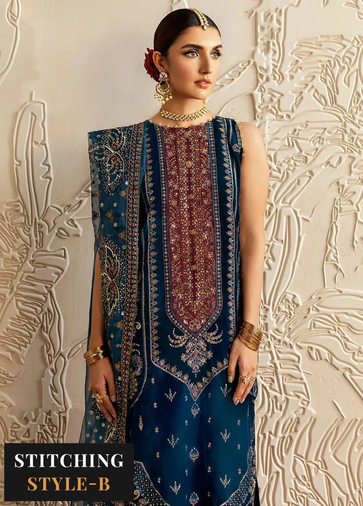 Ramsha Embroidered Velvet Suit Unstitched 3 Piece RSH24VL V-604 - Luxury Collection