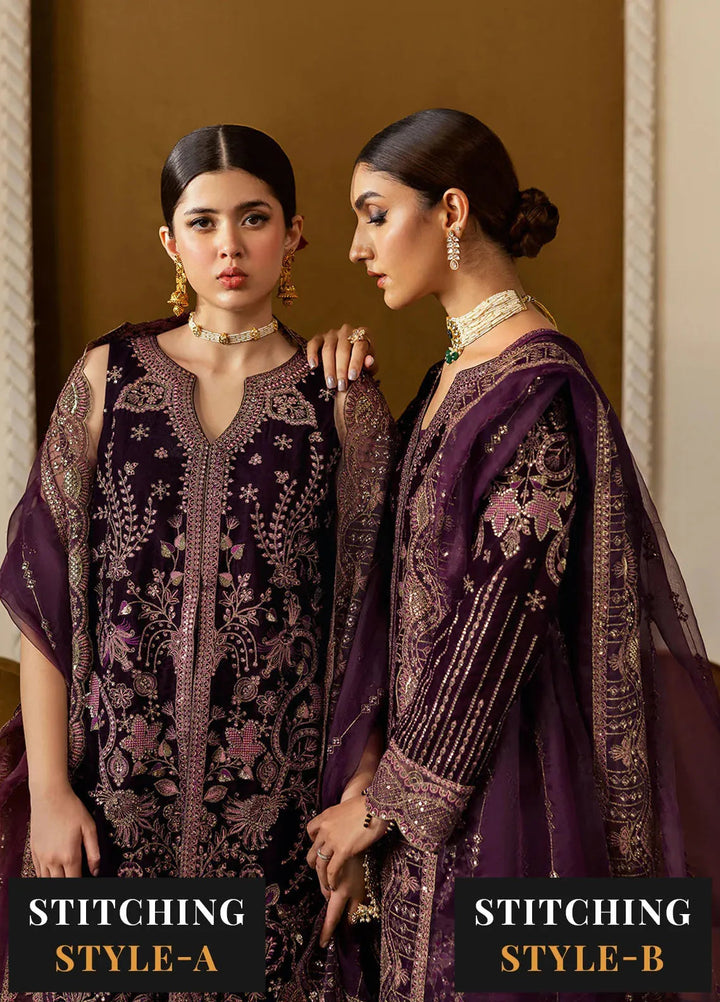 Ramsha Embroidered Velvet Suit Unstitched 3 Piece RSH24VL V-605 - Luxury Collection