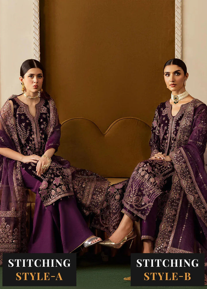 Ramsha Embroidered Velvet Suit Unstitched 3 Piece RSH24VL V-605 - Luxury Collection