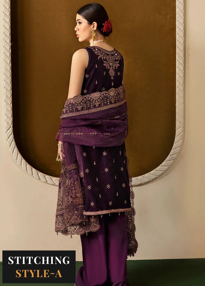 Ramsha Embroidered Velvet Suit Unstitched 3 Piece RSH24VL V-605 - Luxury Collection