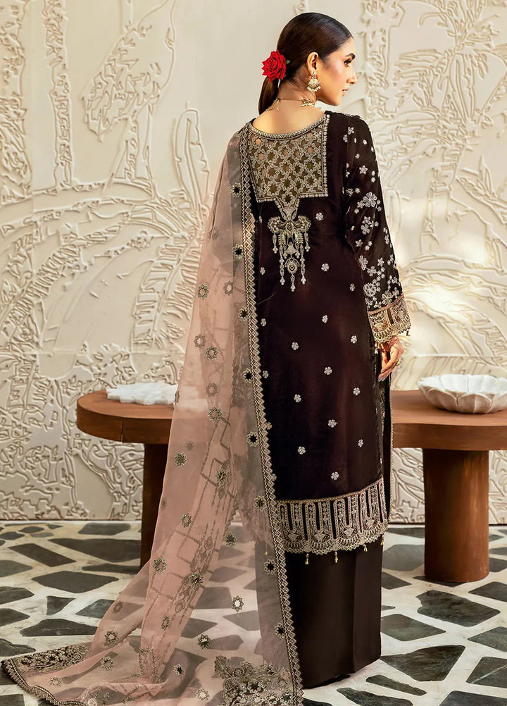 Ramsha Embroidered Velvet Suit Unstitched 3 Piece RSH24VL V-606 - Luxury Collection