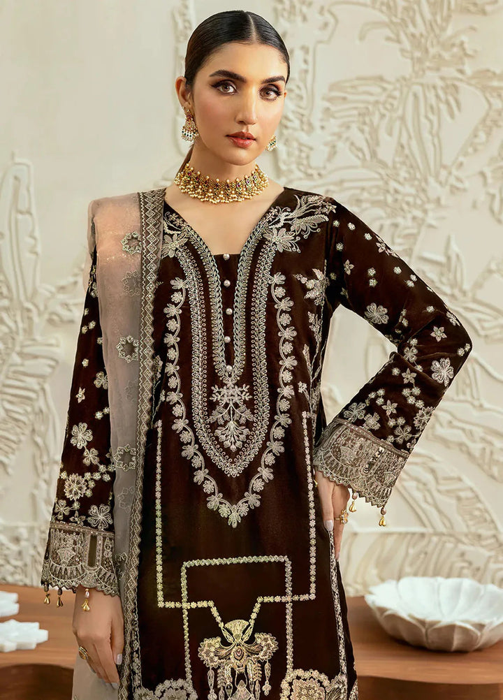 Ramsha Embroidered Velvet Suit Unstitched 3 Piece RSH24VL V-606 - Luxury Collection