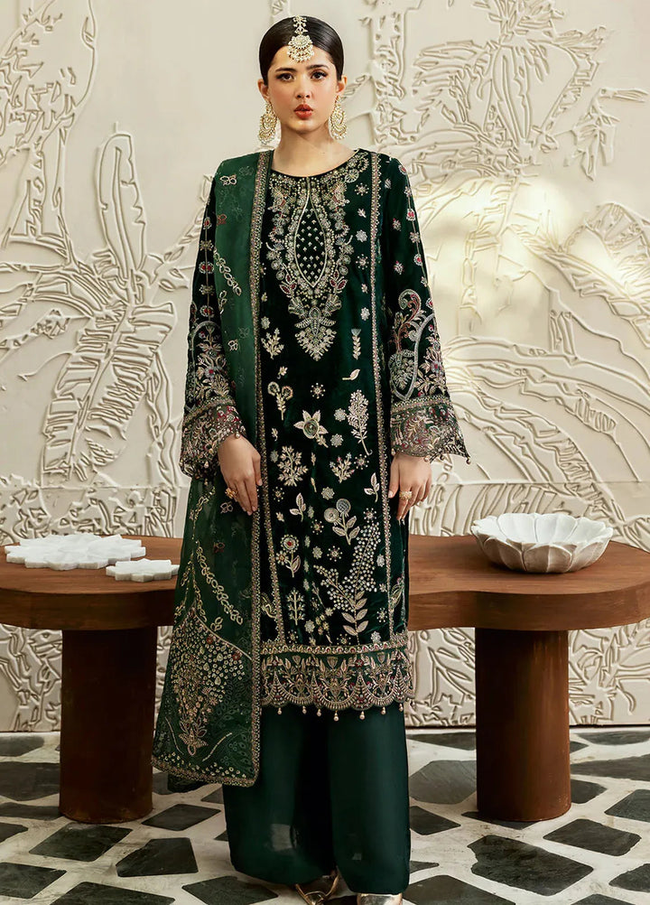 Ramsha Embroidered Velvet Suit Unstitched 3 Piece RSH24VL V-607 - Luxury Collection