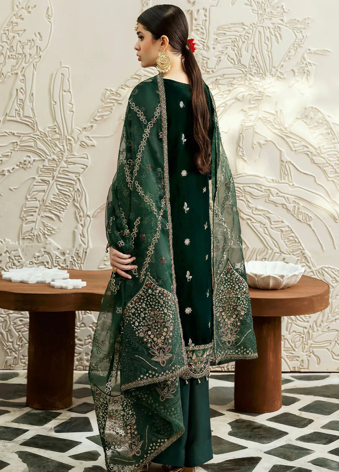 Ramsha Embroidered Velvet Suit Unstitched 3 Piece RSH24VL V-607 - Luxury Collection