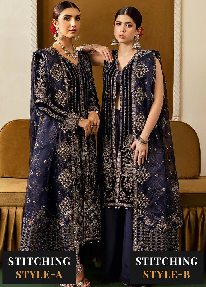 Ramsha Embroidered Velvet Suit Unstitched 3 Piece RSH24VL V-608 - Luxury Collection