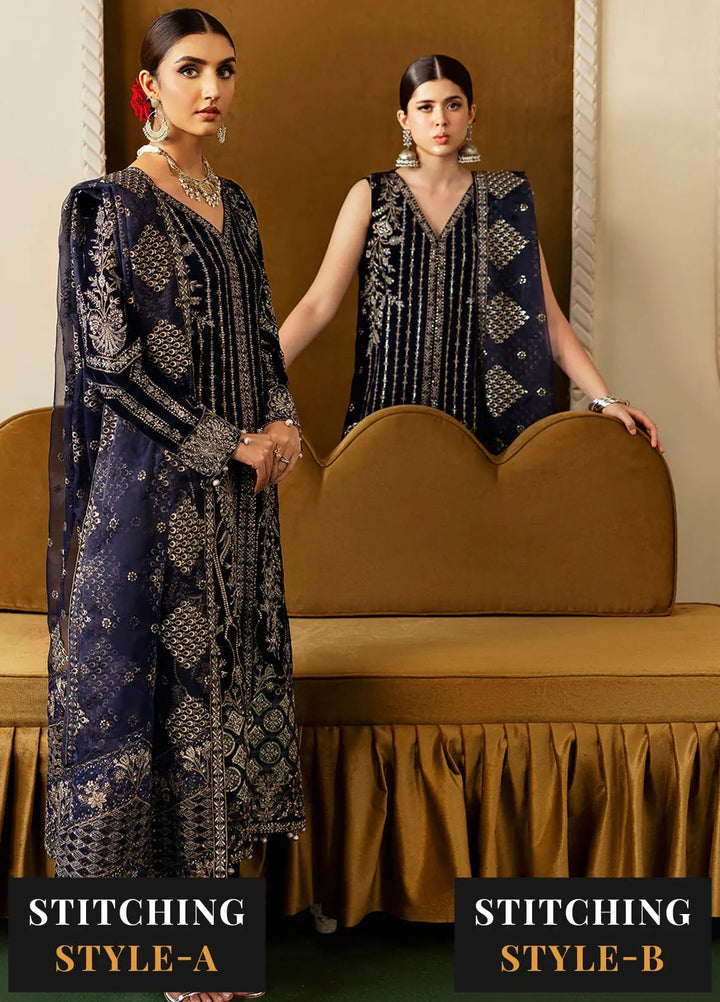 Ramsha Embroidered Velvet Suit Unstitched 3 Piece RSH24VL V-608 - Luxury Collection