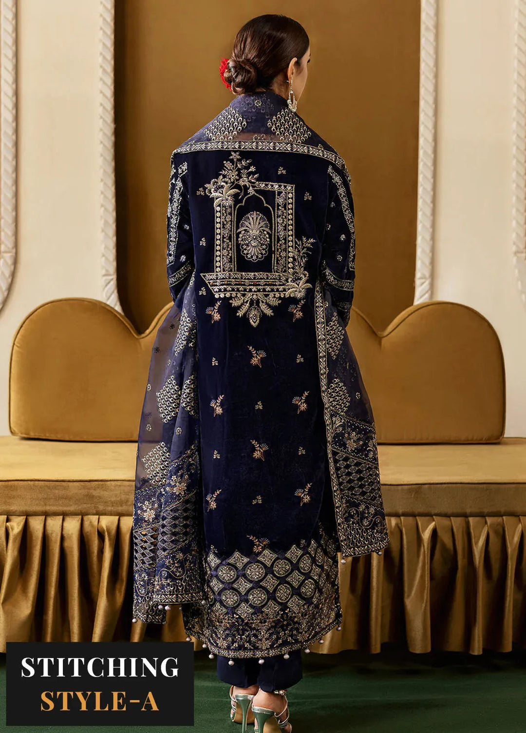 Ramsha Embroidered Velvet Suit Unstitched 3 Piece RSH24VL V-608 - Luxury Collection