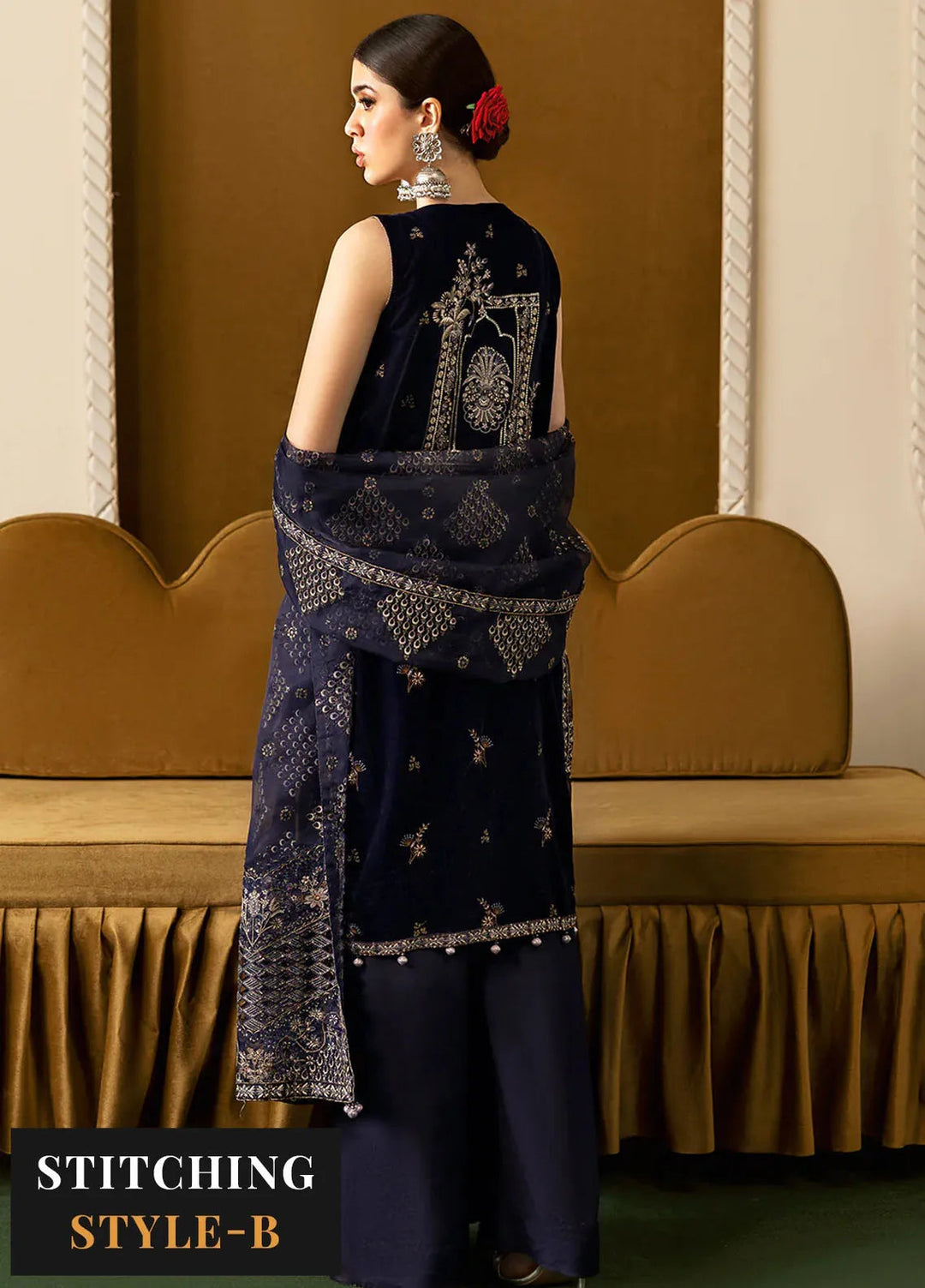 Ramsha Embroidered Velvet Suit Unstitched 3 Piece RSH24VL V-608 - Luxury Collection