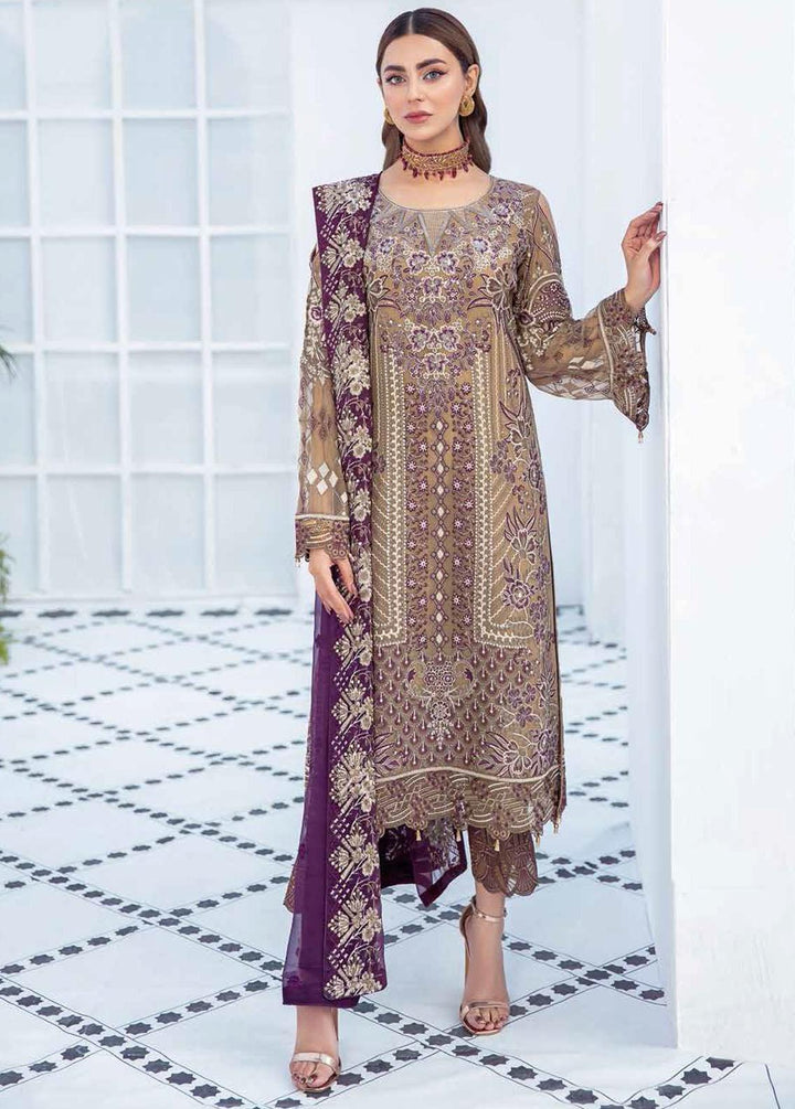 Ramsha Embroidered Chiffon Suits Unstitched 3 Piece RSH21-C21 F-2101 - Luxury Collection