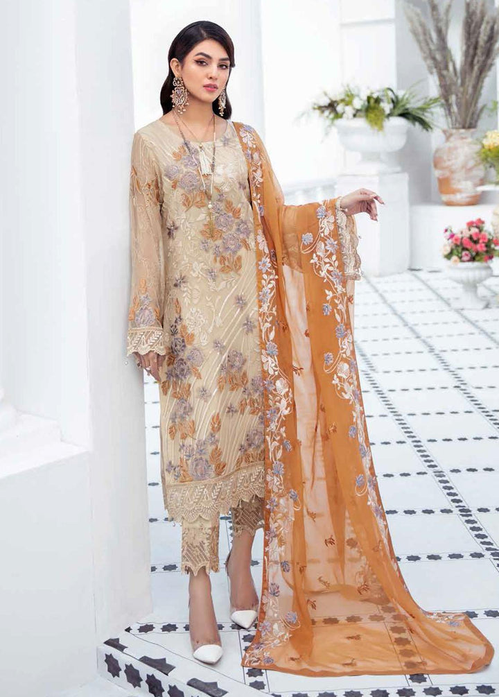 Ramsha Embroidered Chiffon Suits Unstitched 3 Piece RSH21-C21 F-2103 - Luxury Collection