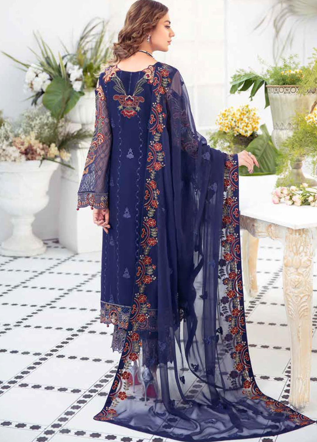 Ramsha Embroidered Chiffon Suits Unstitched 3 Piece RSH21-C21 F-2104 - Luxury Collection
