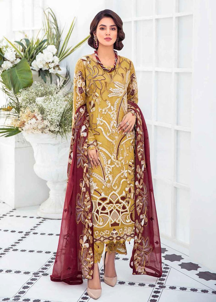 Ramsha Embroidered Chiffon Suits Unstitched 3 Piece RSH21-C21 F-2105 - Luxury Collection