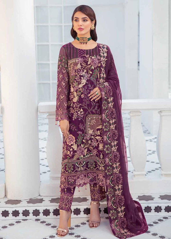 Ramsha Embroidered Chiffon Suits Unstitched 3 Piece RSH21-C21 F-2107 - Luxury Collection