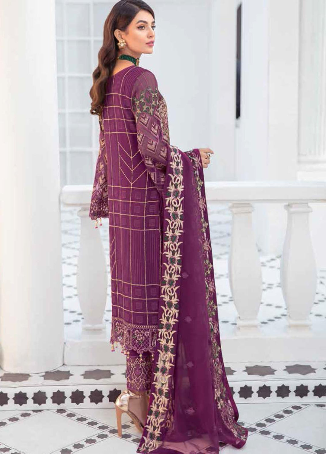 Ramsha Embroidered Chiffon Suits Unstitched 3 Piece RSH21-C21 F-2107 - Luxury Collection