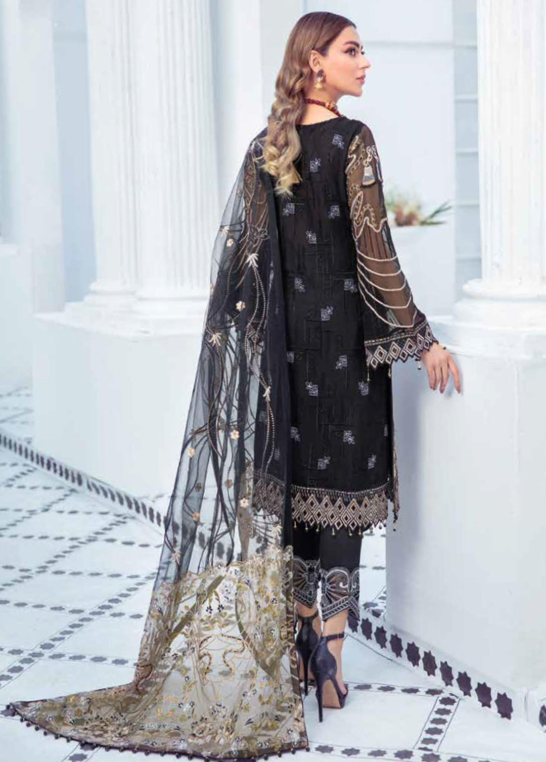 Ramsha Embroidered Chiffon Suits Unstitched 3 Piece RSH21-C21 F-2108 - Luxury Collection