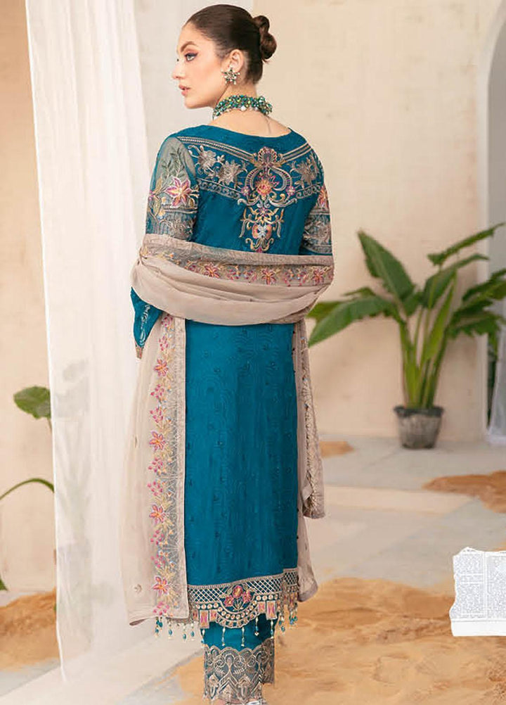 Ramsha Embroidered Chiffon Suits Unstitched 3 Piece RSH22C F-2201 - Luxury Collection